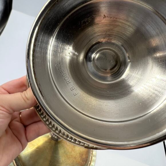 Vintage B Rogers Silver Co Serving Dish W Lid Footed Stem Candy Dish Dip MCM - Picture 9 of 10